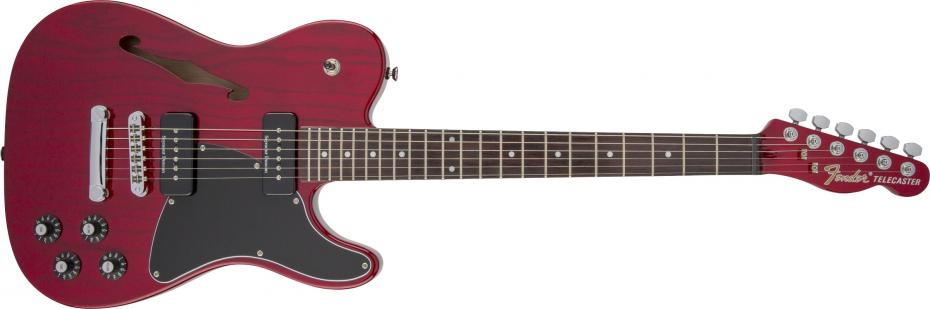 Fender Jim Adkins JA-90 Telecaster® Thinline Laurel Fingerboard Crimson Red Transparent