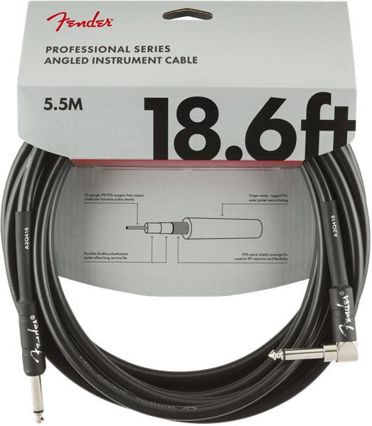 Fender Professional Series Instrument Cables Straight/Angle 5,5m Black