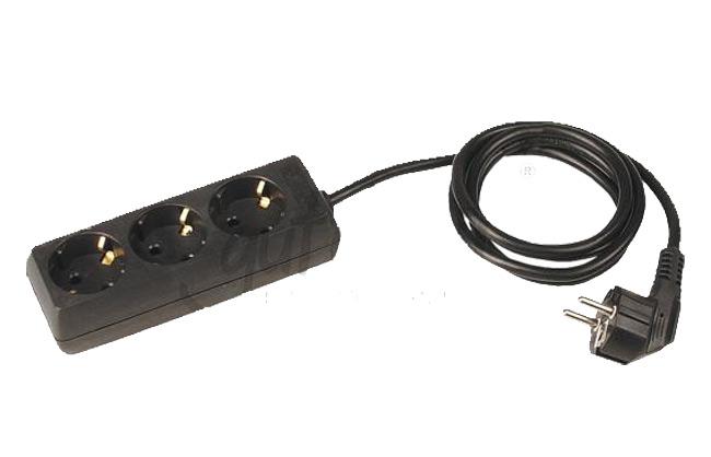 Sirox 3-fach Schukoverteiler, standard, schwarz